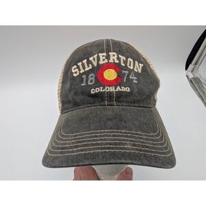 Headmost Silverton Colorado 1874 Trucker Hat Washed Black Tan Mesh Snapback Cap